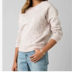 Prana Gray and Cream Quilted Sweatshirt Floral Size S